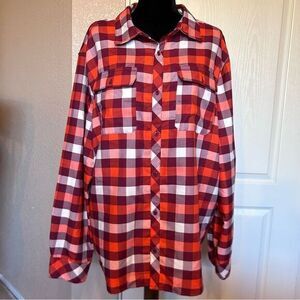 NWT All in Motion‎ Red Plaid Button-Down Shirt Long Sleeve Casual Flannel Top